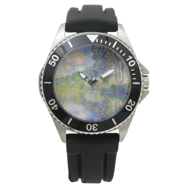 Poplars am Fluss Epte (von Claude Monet) Armbanduhr (Vorderseite)