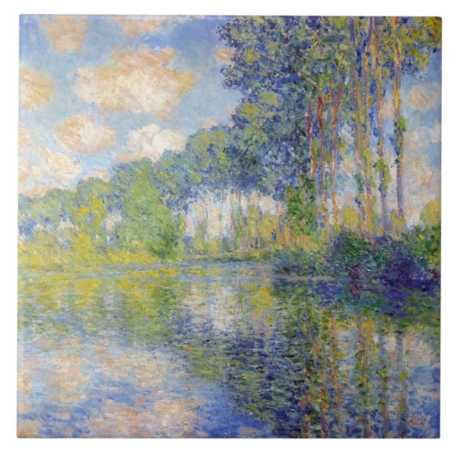 Poplars am Fluss Epte (von Claude Monet) Fliese (Vorderseite)