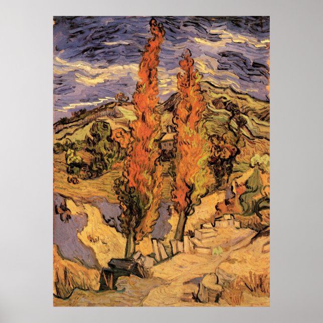 Poplars auf der Straße durch Hügel von Vincent van Poster (Vorne)
