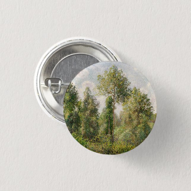 Poplars, Éragny Camille Pissarro Button (Vorne & Hinten)