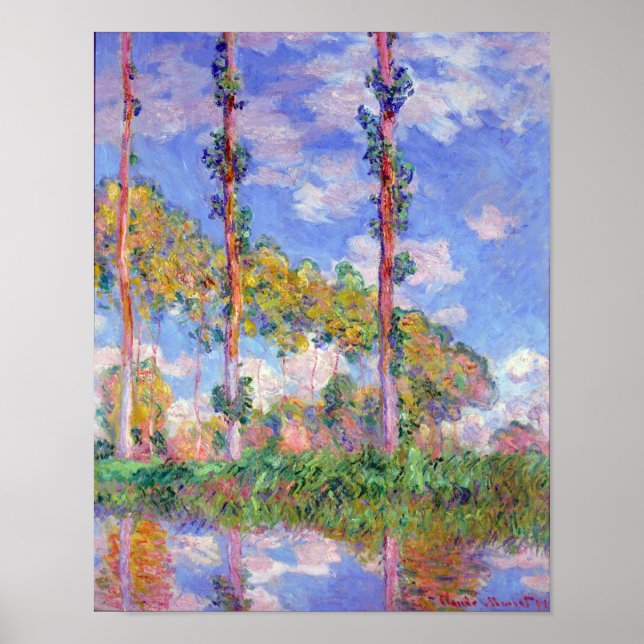 Poplars in der Sonne, Monet Poster (Vorne)