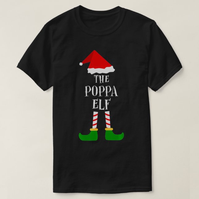 Poppa Elf Weihnachts Pajama Matching Familiengesch T-Shirt (Design vorne)