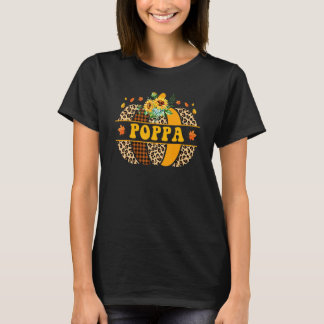 Poppa Pumpkin Leopard Sonnenblume Herbst Thanksgiv T-Shirt