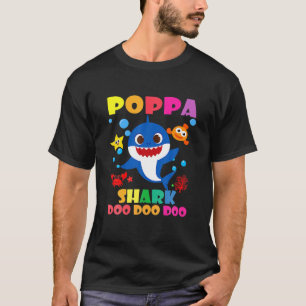Poppa Shark Doo Doo Funny Baby Mommy Daddy Kids T-Shirt