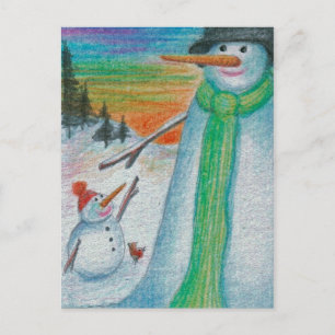 Poppa Snowman und sein kleiner bitter Snowboy Son! Postkarte