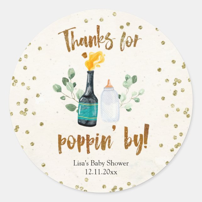 Poppen Flaschen Babydusche Danke Aufkleber (Vorderseite)