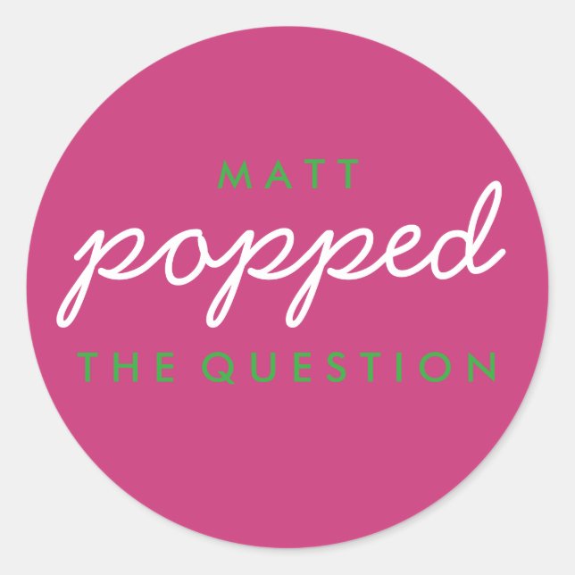 Poppen Sie die Frage Bachelorette Wedding Sticker (Vorderseite)