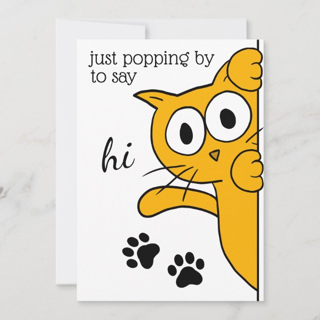 Poppen vorbei, um zu sagen, Hi Cat Flat Gruß Karte (Vorderseite)