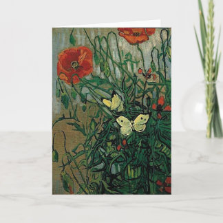 Poppies and Butterflies (F748) Van Gogh Fine Art Karte