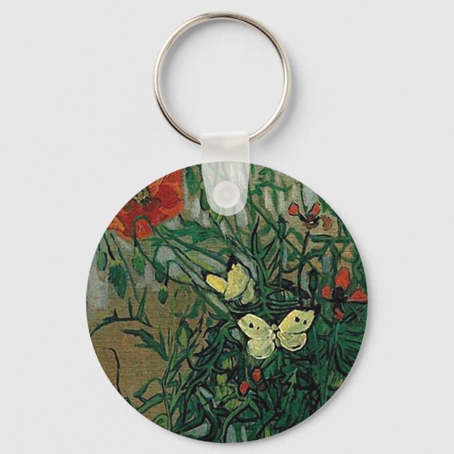 Poppies and Butterflies (F748) Van Gogh Fine Art Schlüsselanhänger (Vorderseite)