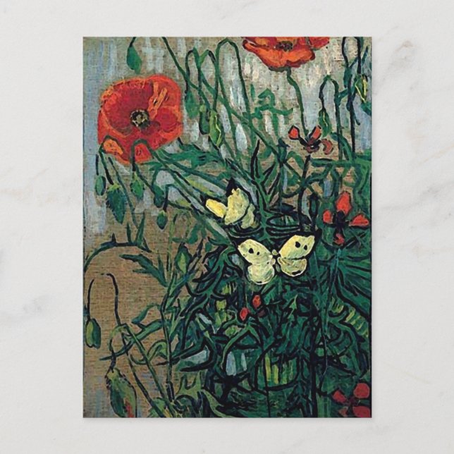 Poppies and Butterflies Van Gogh Fine Art Postkarte (Vorderseite)