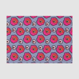 Poppies auf blauem Gewebe Seidenpapier