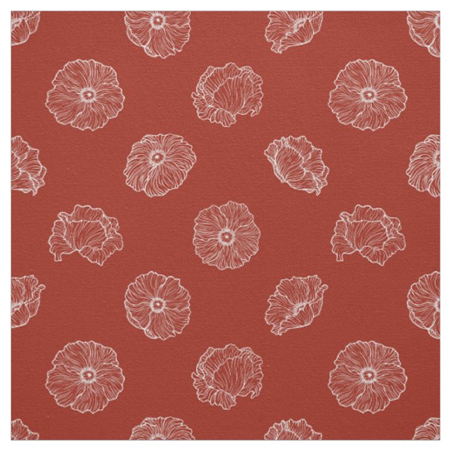 Poppies auf Red Fabric Stoff (Muster)