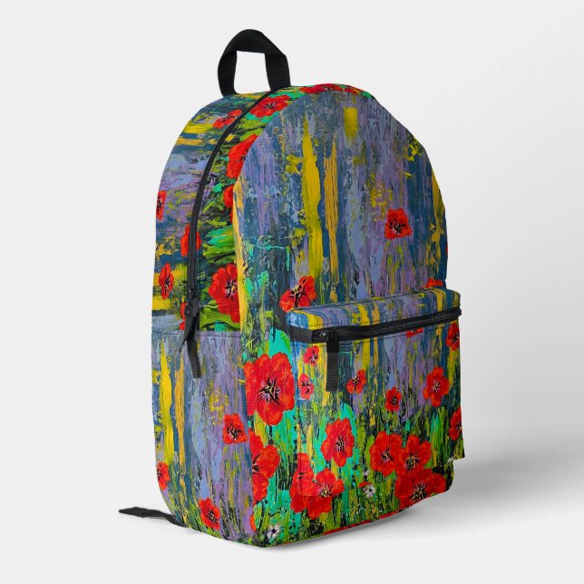 Poppies Back Pack Bedruckter Rucksack (Rückseitige Ecke links)
