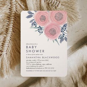 Poppies blanches Baby shower floral Invitation