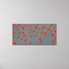 Poppies Blue Butterflies Leinwanddruck