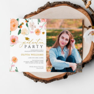 Poppies Blume Foto Graduation Party Einladung