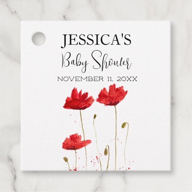 Poppies Blume Poppy Baby Dusche Wildblume Mädchen Geschenkanhänger (Vorderseite)
