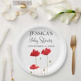 Poppies Blume Poppy Baby Dusche Wildblume Mädchen Pappteller