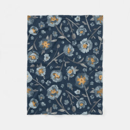 Poppies Blumenmuster Blau Fleecedecke