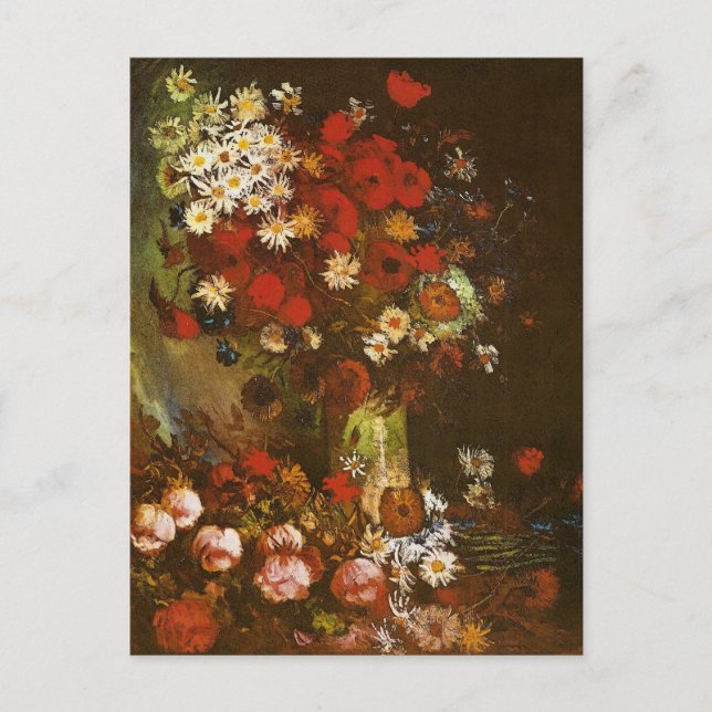 Poppies Cornflowers Peonies Chrysanthemum Van Gogh Postkarte (Vorderseite)