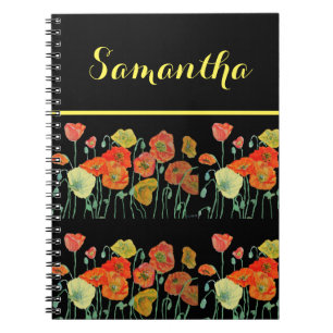 Poppies de pavot orange Fleurs florales Carnet noi