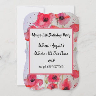 Poppies de pavot rouge Floral Invitation 21e anniv