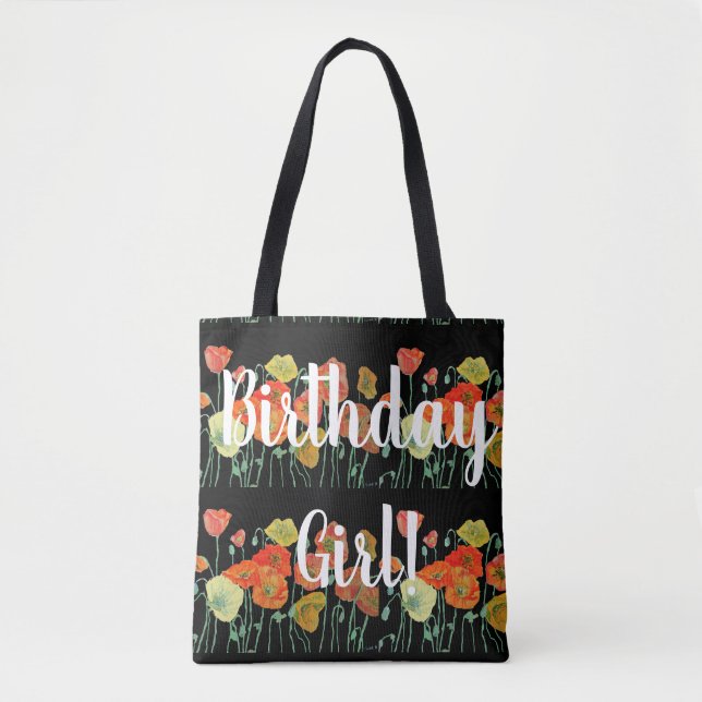 Poppies d'orange Fleurs florales Sac fille d'anniv (Devant)