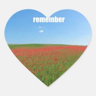 Poppies erinnern sich Herz-Aufkleber