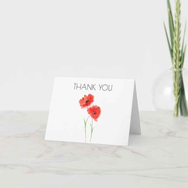 Poppies Floral 1er Premier anniversaire Merci de f (Devant)