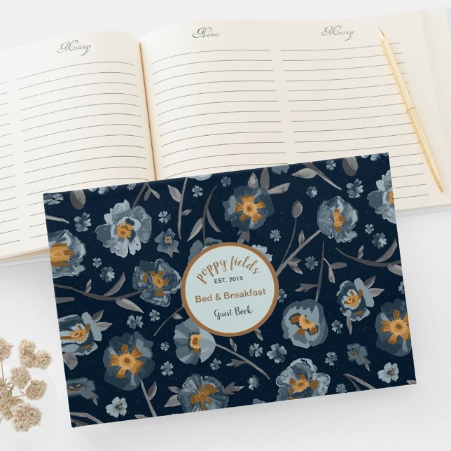 Poppies florales Muster Gästebuch (Poppies Floral Pattern Guest Book from Studio Posies.)