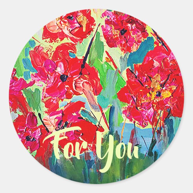 Poppies For You Runder Aufkleber (Vorderseite)