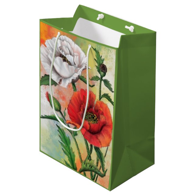 Poppies-Geschenktasche Mittlere Geschenktüte (Vorderseite Schrägansicht)