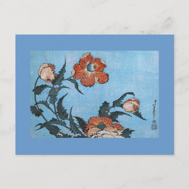 Poppies, Hokusai japanische Kunstkunst Postkarte (Vorderseite)