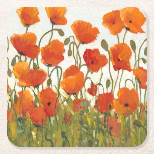 Poppies I Rechteckiger Pappuntersetzer (Vorderseite)