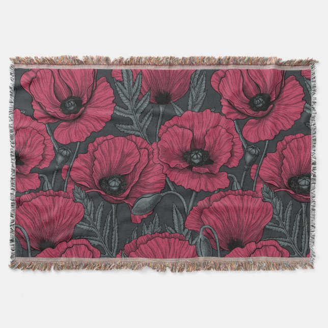 Poppies in Viva Magenta Decke (Vorderseite)