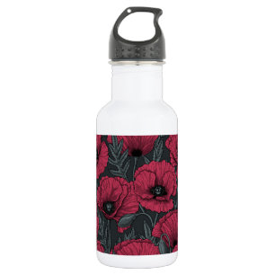 Poppies in Viva Magenta Edelstahlflasche