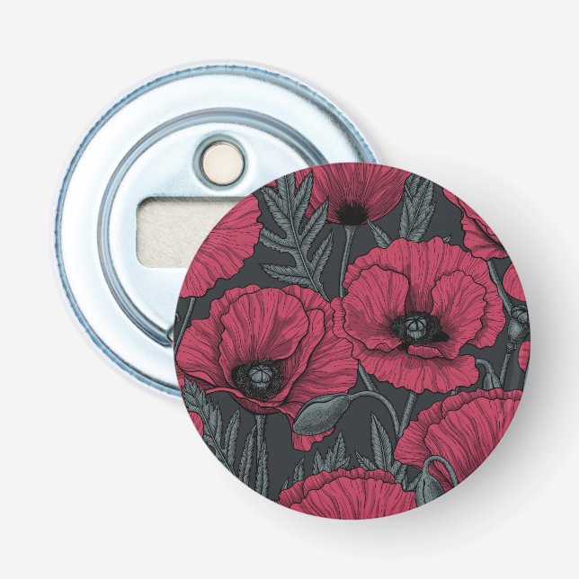 Poppies in Viva Magenta Flaschenöffner (Vorderseite)