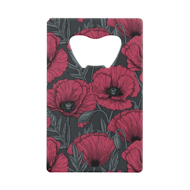Poppies in Viva Magenta Geldbeutel Flaschenöffner (Vorderseite)