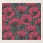Poppies in Viva Magenta Schal<br><div class="desc">Vektormuster aus handgezeichnet Mohn.</div>