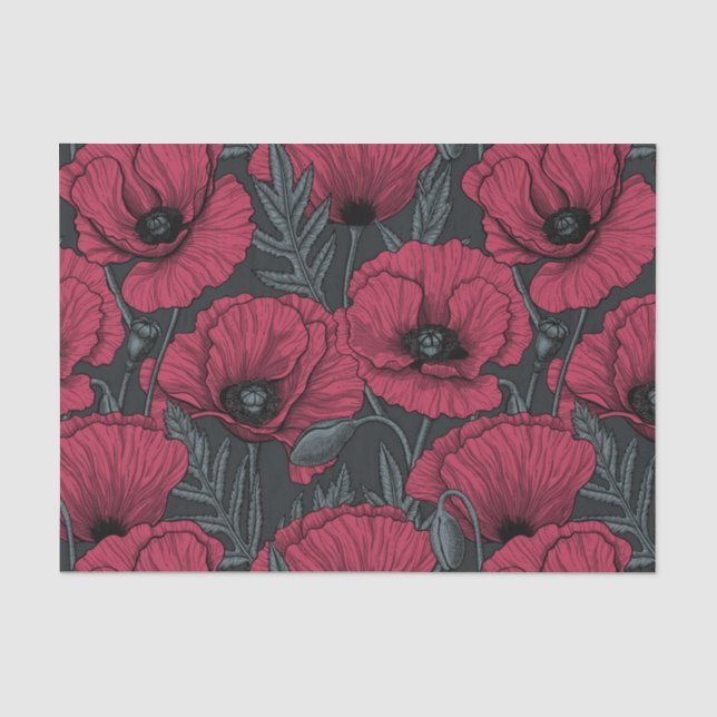 Poppies in Viva Magenta Seidenpapier (Vorderseite)