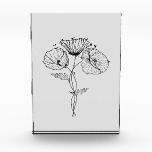 Poppies Minimalistisch Art Line Zeichnend Fotoblock