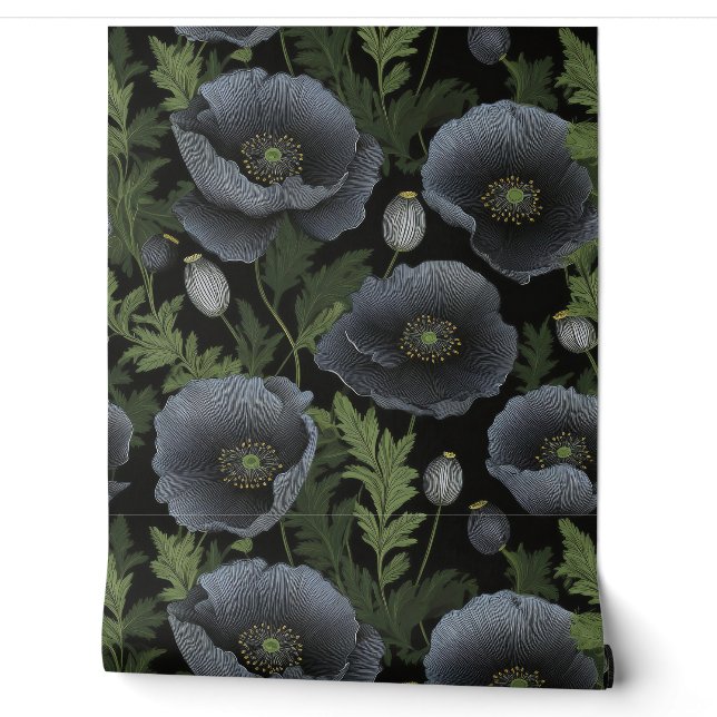 Poppies Noir Tapete (Abrollen)