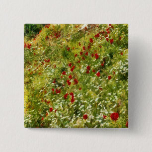 Poppies Pointillism Art Abstrakt Art Button