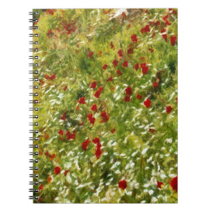 Poppies Pointillism Art Abstrakt Art Notizblock