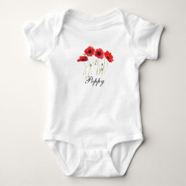 Poppies Red Floral Watercolor Poppy Baby Bodysuit Baby Strampler