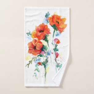 Poppies Rot Drei fröhliche Long Stemmed Watercolo Handtuch