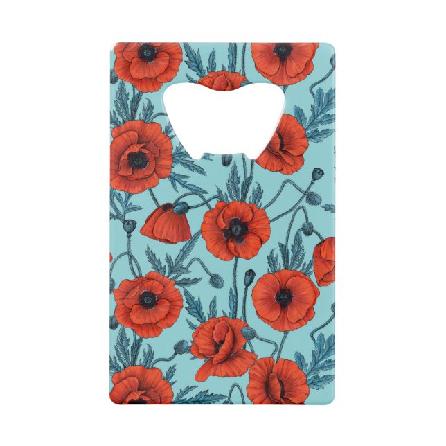 Poppies, rouge et bleu sur le bleu de la piscine (Devant)