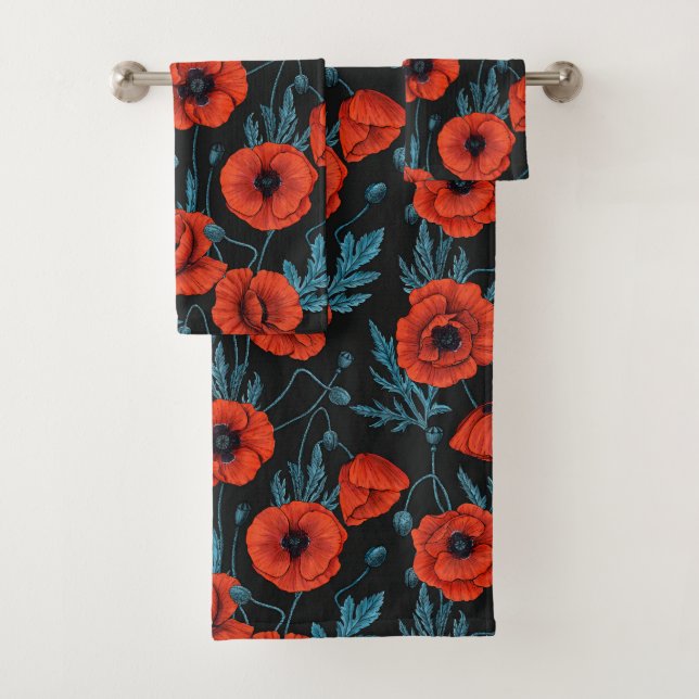 Poppies, rouge et bleu sur noir (En situation)