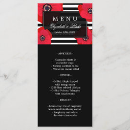 Poppies rouges et bandes noires | Menu de mariage